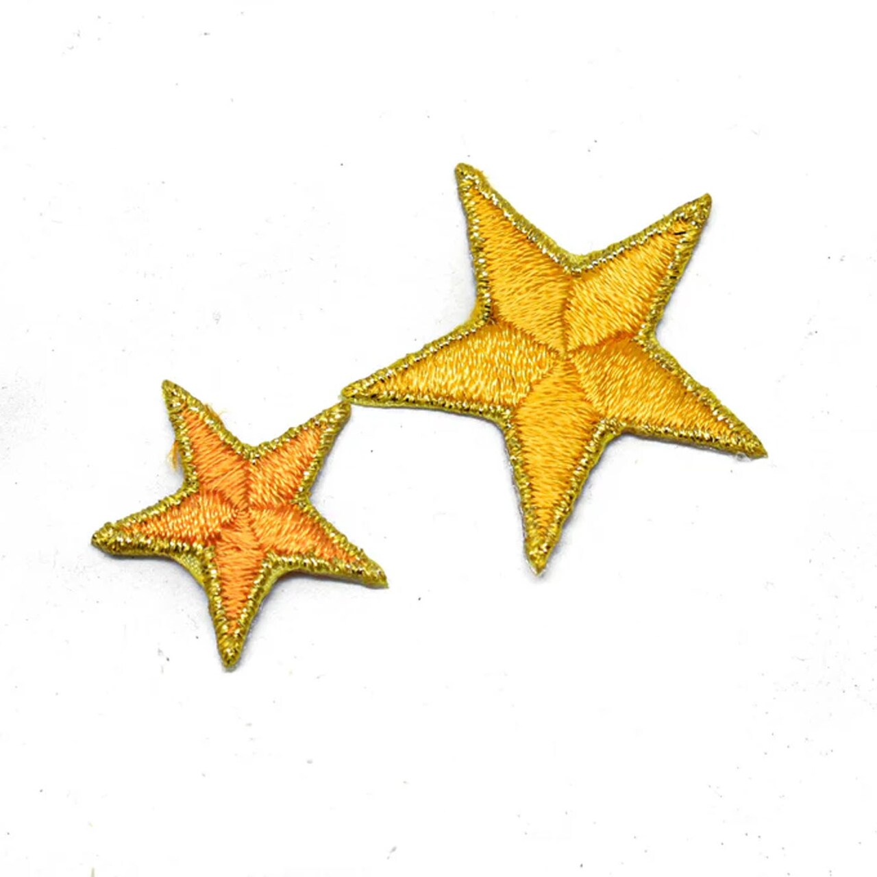 1 Yard Yellow and Gold Embroidered Star Applique Iron On DIY Craft Patch 1.75 inch